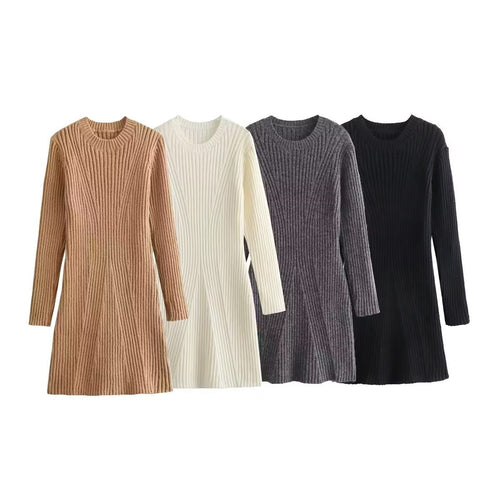 Damen Strickkleid mit modernem Rippendesign EB