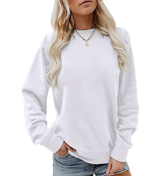 Damen nan lässiges Oversize Sweatshirt mit Rundhalsausschnitt und weichem Baumwollfleece EB