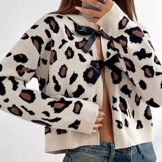 Damen Trendiger Cardigan mit verspielten Schleifen EB