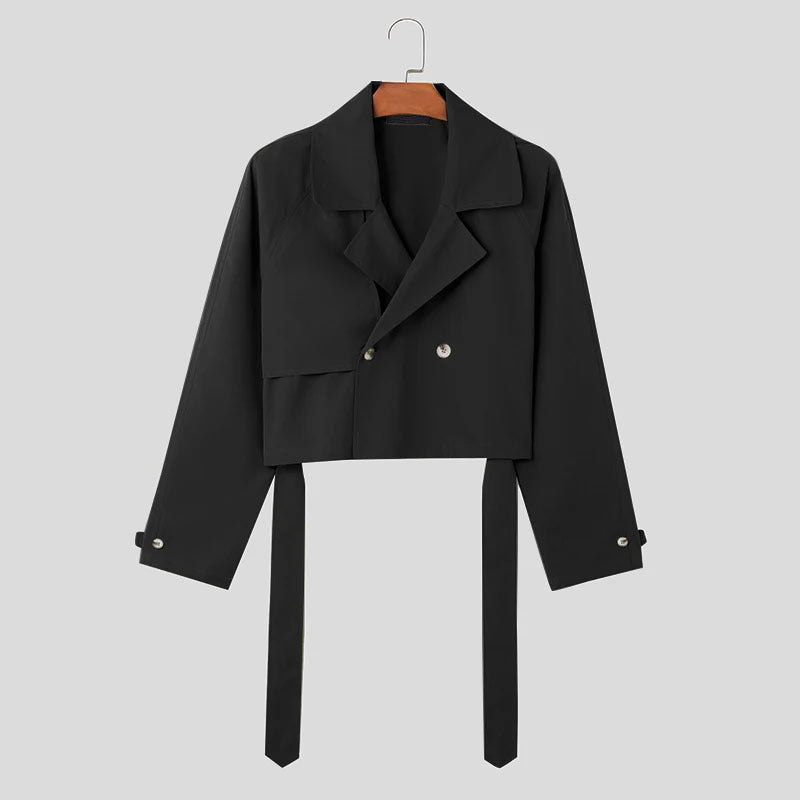 Damen Kurze Jacke mit doppelter Knopfleiste und bindbarem Saum EB