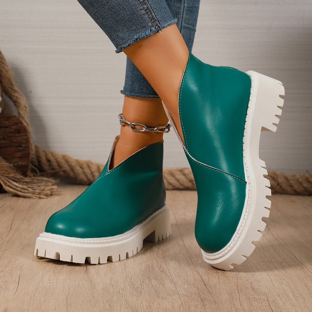 Damen Modische Chelsea-Boots mit trendigem Plateau und rutschfester Sohle EB