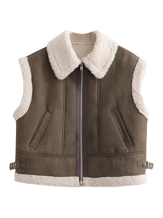 Damen modische Weste mit weichem Fleecefutter und modernem Design EB