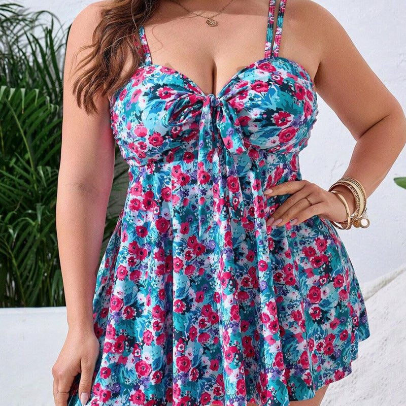 Damen Badekleid mit floralem Design und verstellbaren Trägern EB
