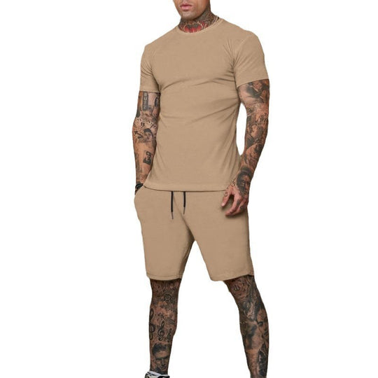 Herren Sportliches Kurzarm- und Shorts-Set mit kontrastierenden Details EB