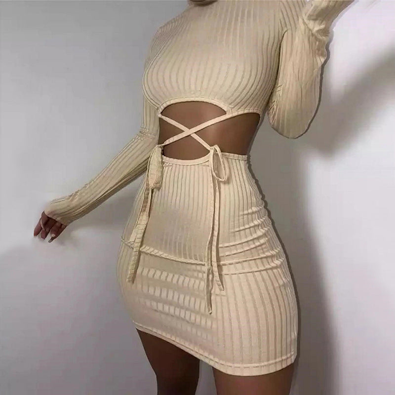 Damen figurbetontes Wickelkleid mit Cut-Out-Details EB