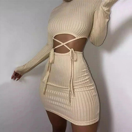 Damen figurbetontes Wickelkleid mit Cut-Out-Details EB