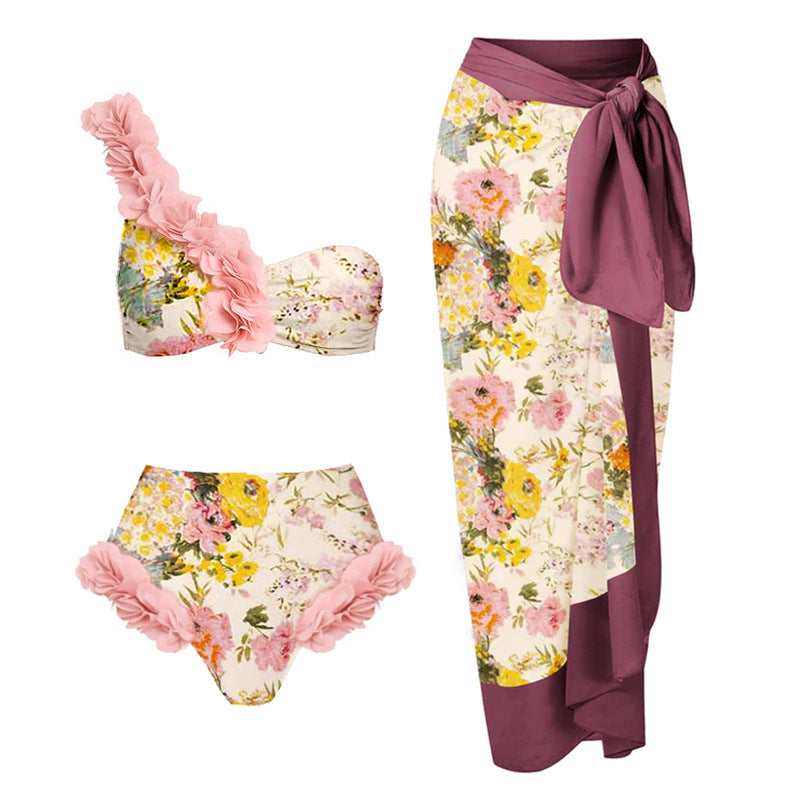 Damen Badeanzug mit floralem Design und schicker Wickelhose EB