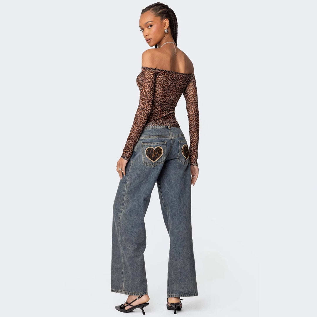 Damen Weite Jeans mit hohem Bund und lässigem Schnitt EB