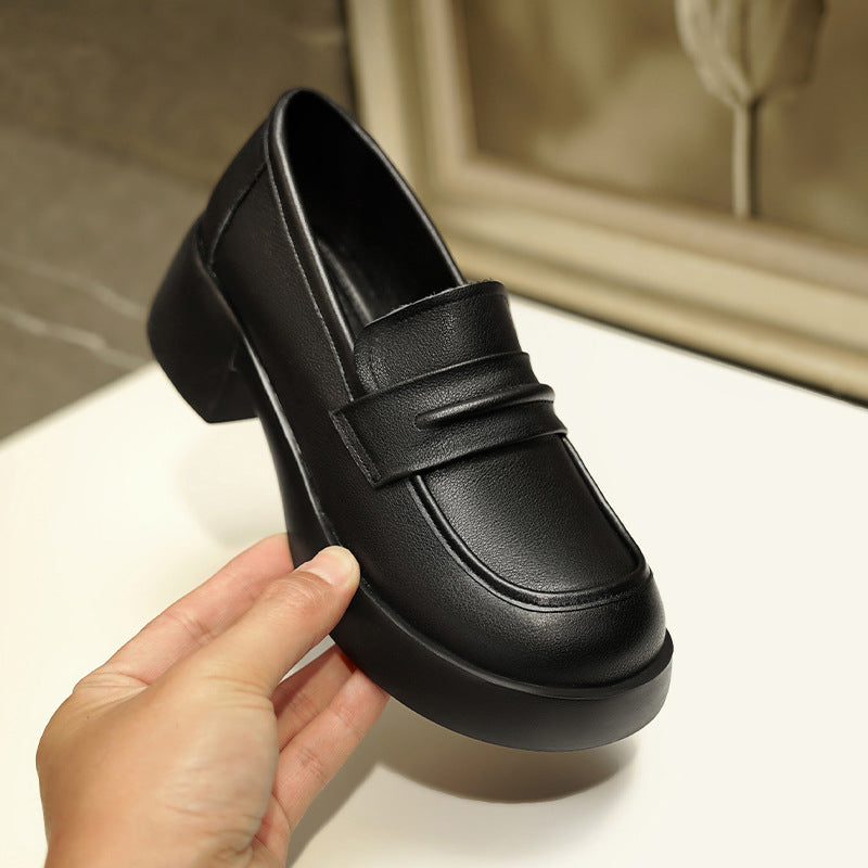 Damen Elegante Mokassins mit bequemem Blockabsatz und modischem Riemen EB