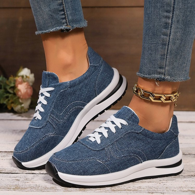 Damen  sportlich-elegante Textile Sneaker mit dämpfender EVA-Sohle und gepolsterter Innensohle EB