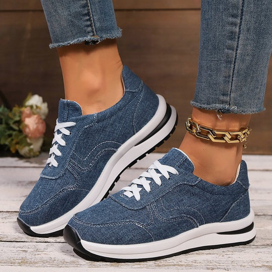 Damen  sportlich-elegante Textile Sneaker mit dämpfender EVA-Sohle und gepolsterter Innensohle EB