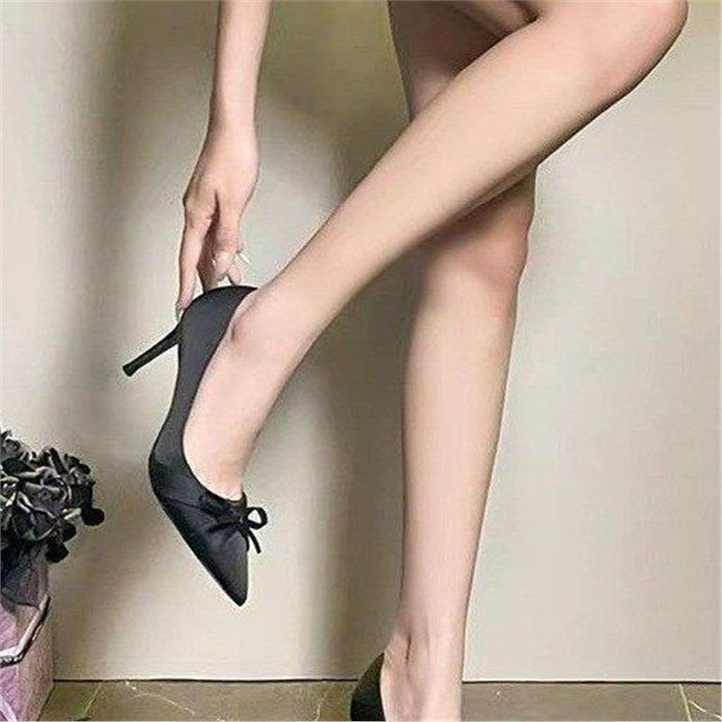 Damen elegante spitze High Heel Pumps mit zierlichem Schleifendetail EB