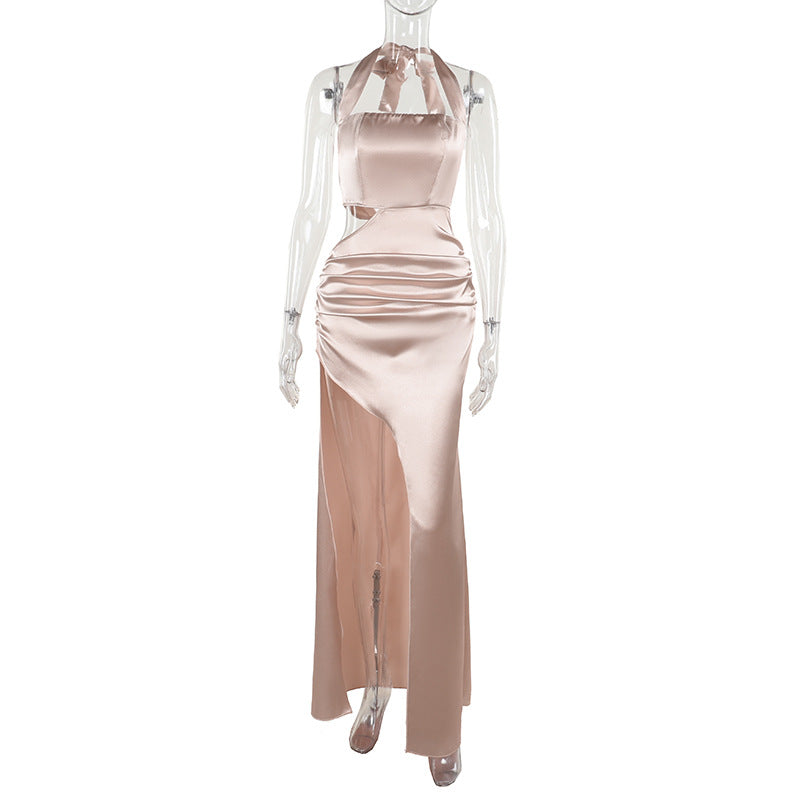Damen Maxikleid mit raffinierten Rüschendetails und tiefer Taille EB