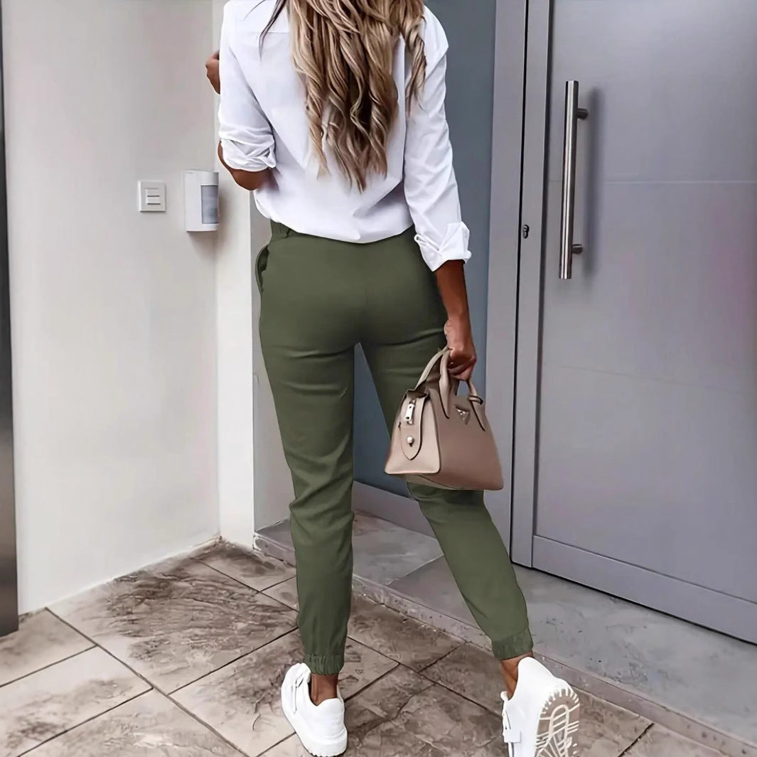 Damen bequeme Chinohose mit elastischem Bund EB