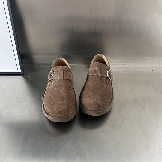 Damen Komfortable Wildleder-Clogs mit modischem Schnallenverschluss EB