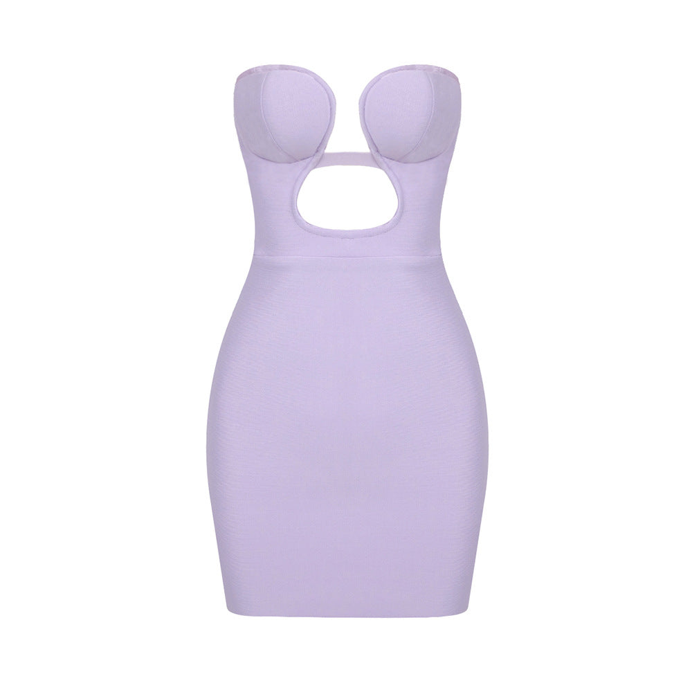 Damen figurbetontes Kleid mit schulterfreiem Design und raffinierten Cut-Outs EB