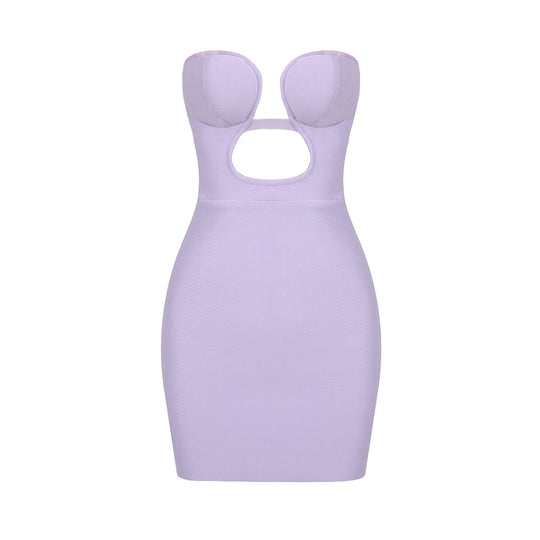 Damen figurbetontes Kleid mit schulterfreiem Design und raffinierten Cut-Outs EB