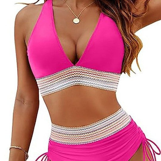 Damen Hochtailliertes Bikini-Set mit verstellbaren Trägern EB