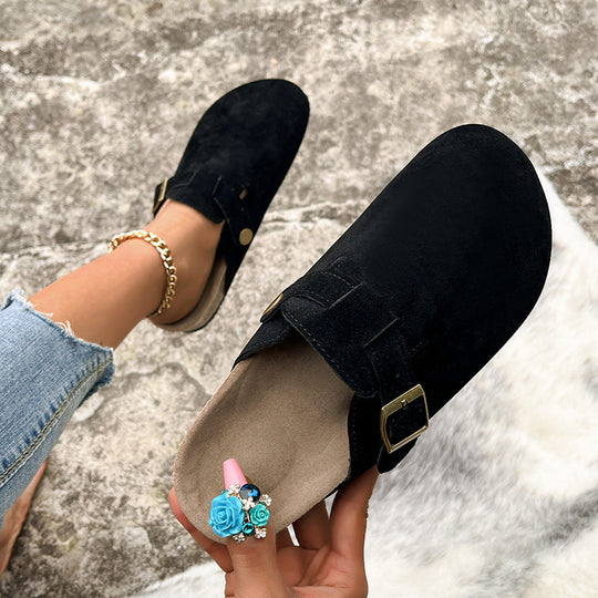 Damen Komfortable Clogs mit Schickem Riemen EB