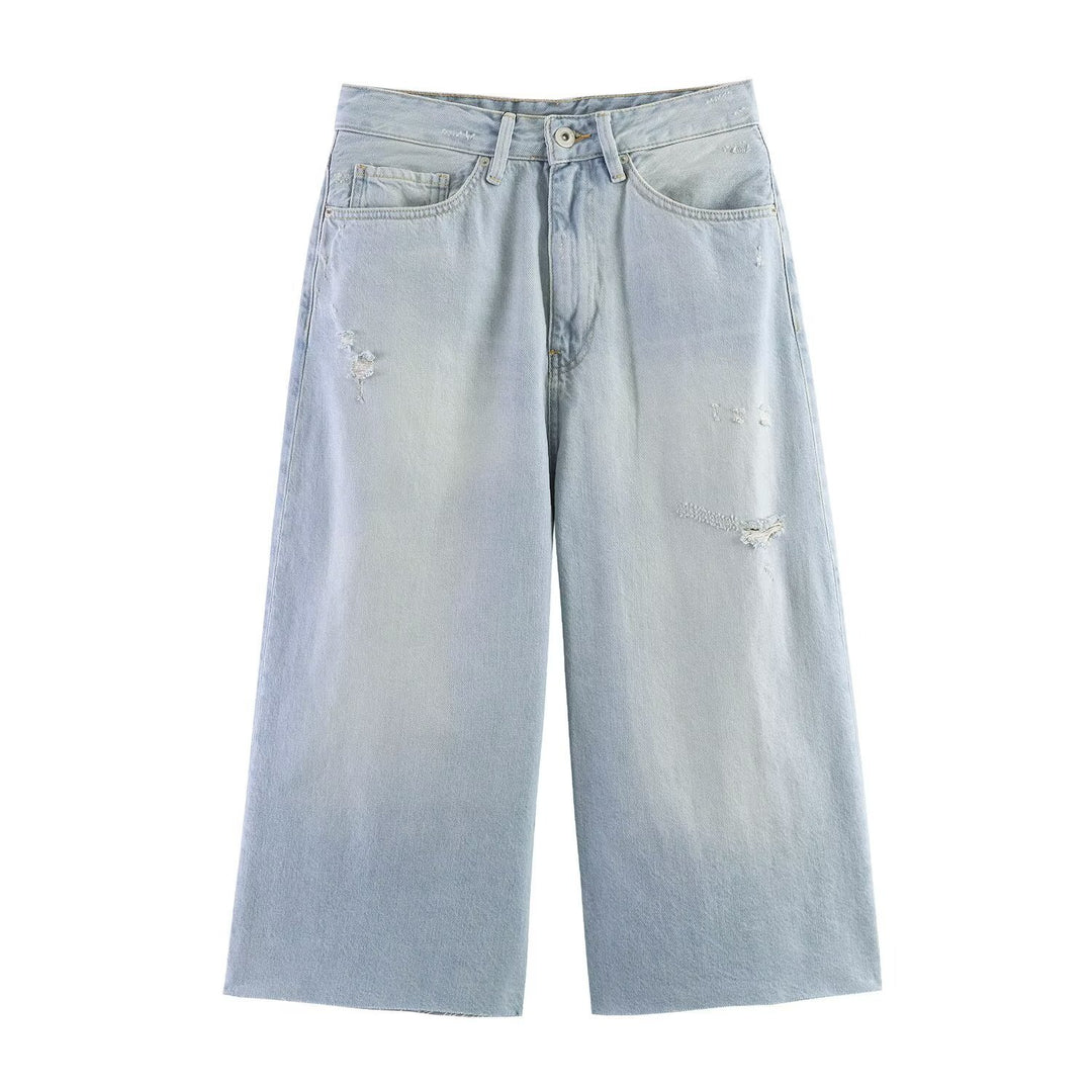 Damen weit geschnittene Jeans im lässigen Destroyed-Design EB