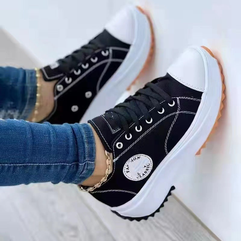 Damen Sportliche Canvas Sneakers im urbanen Design mit Gummisohle EB
