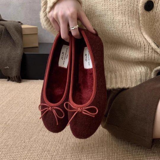 Damen Fleece Ballerinas mit flexiblem Absatz EB