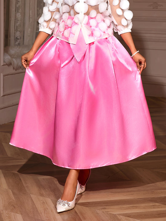 Damen Eleganter Maxirock aus seidig glänzendem Material EB