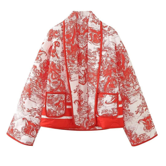 Damen Steppjacke mit modischem Muster und praktischen Taschen EB