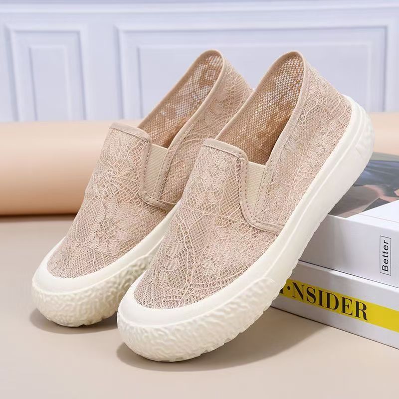 Damen Slip-On Schuhe mit zartem Spitzenobermaterial EB