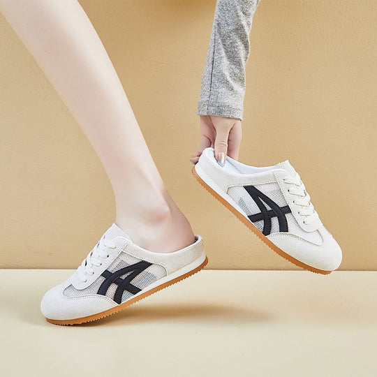 Damen Atmungsaktive und komfortable Slipper mit Mesh und Wildlederoptik EB