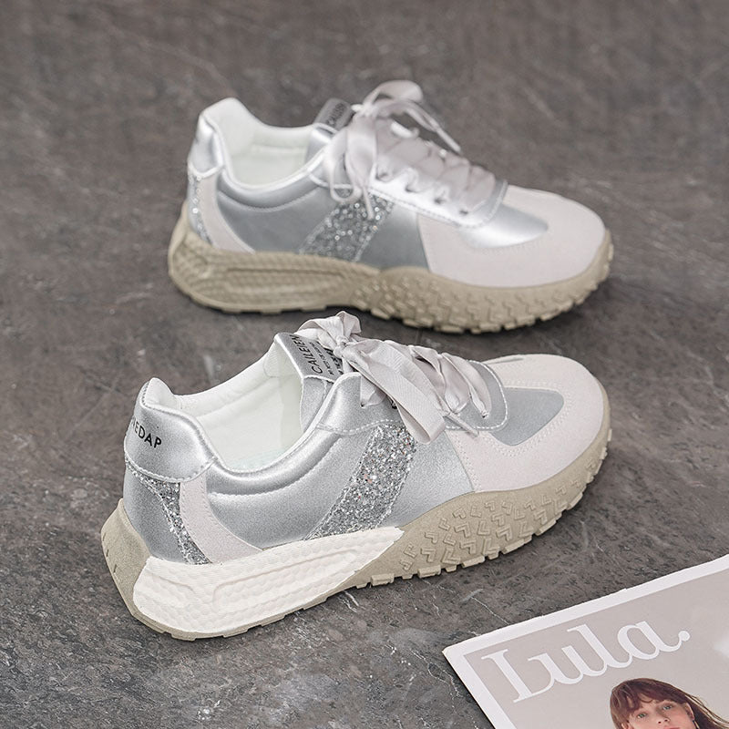 Damen Modische Sneakers mit Glitzer-Details und flexibler Sohle EB
