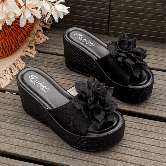 Damen Wedge-Pantoletten mit floralem Design und rutschfester Sohle EB