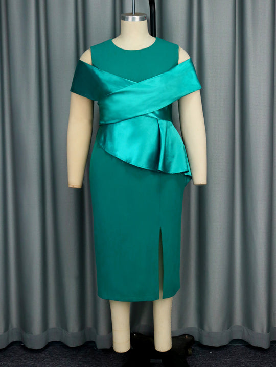 Damen Cocktailkleid mit asymmetrischem Oberteil und Drapierungsdetail EB