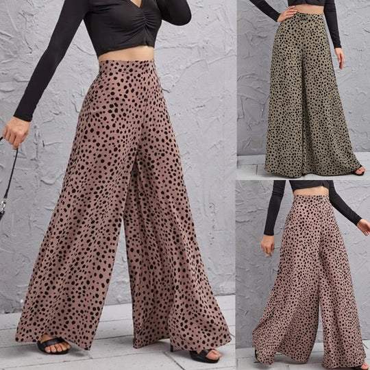 Damen Weit geschnittene Palazzo-Hose mit gepunktetem Design EB