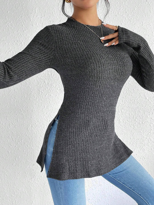 Damen Langärmliges Rippstrickoberteil EB