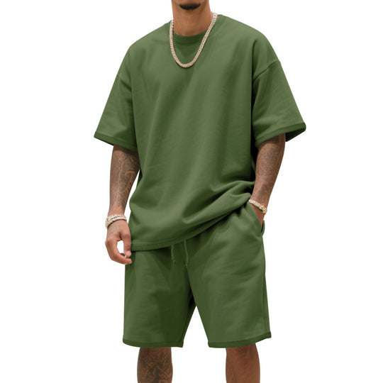 Herren Freizeit-Set mit bequemem T-Shirt und Shorts aus atmungsaktiver Baumwolle EB
