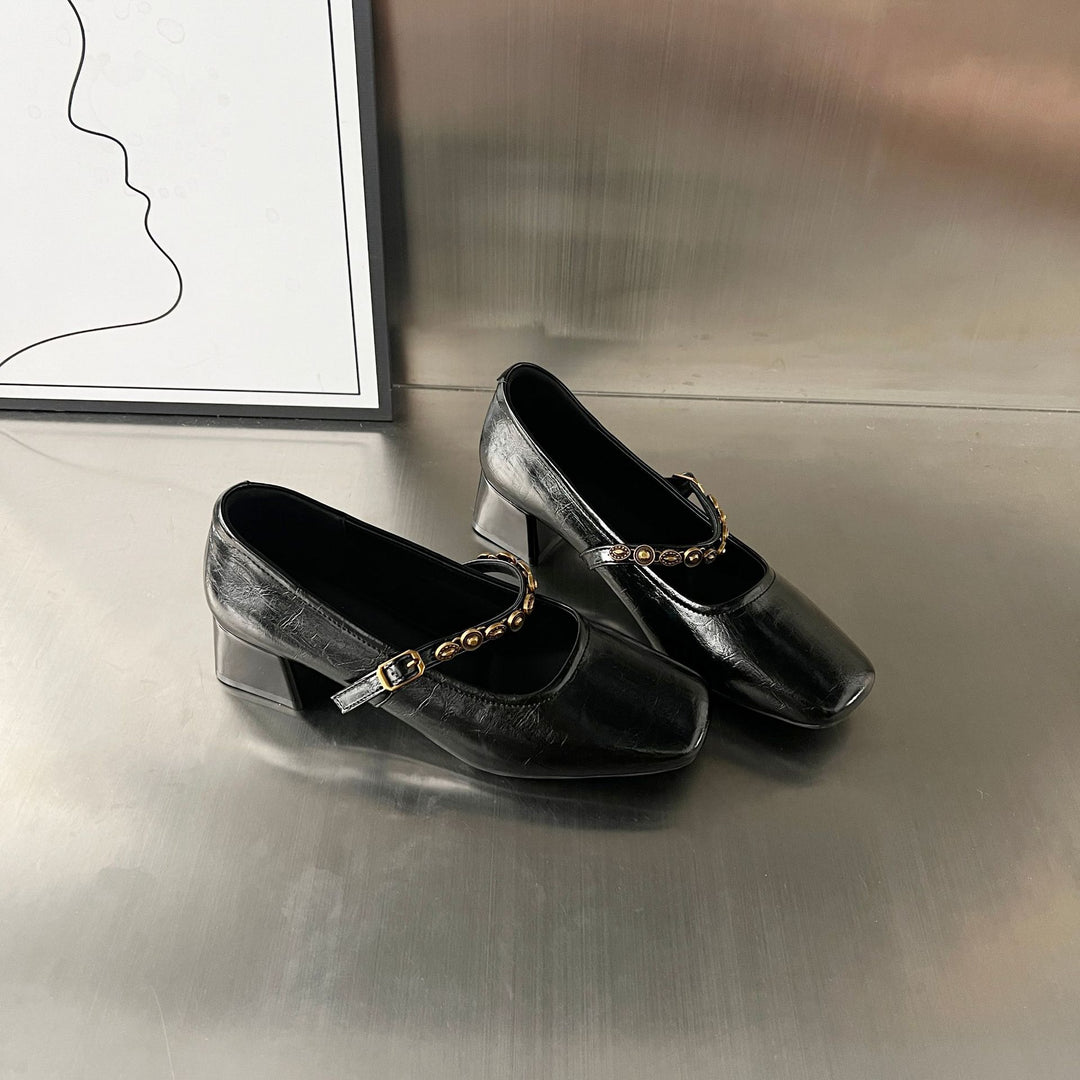 Damen Elegante Plateauschuhe mit dekorativen Schnallen und stabiler Blockabsatz EB