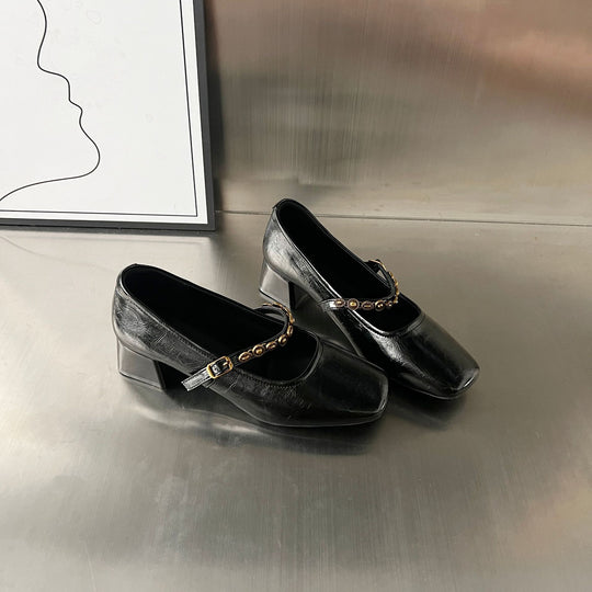 Damen Elegante Plateauschuhe mit dekorativen Schnallen und stabiler Blockabsatz EB