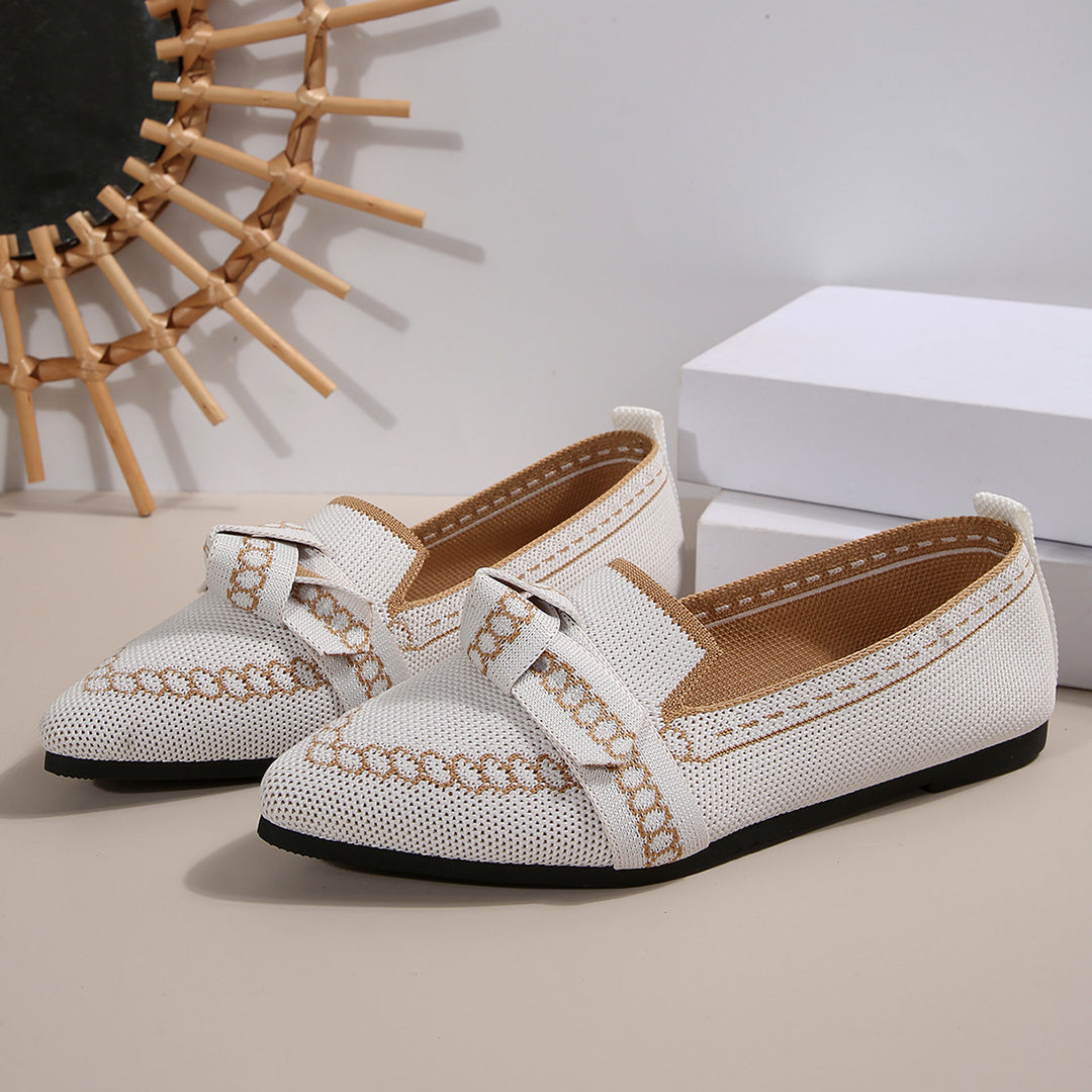 Damen elegante Mokassins mit dekorativem Schleifen-Detail EB