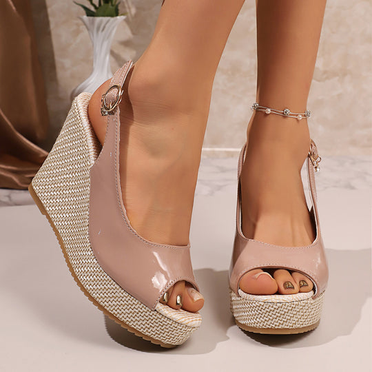 Damen Wedge-Pantoletten mit elegantem Schnallen-Detail EB