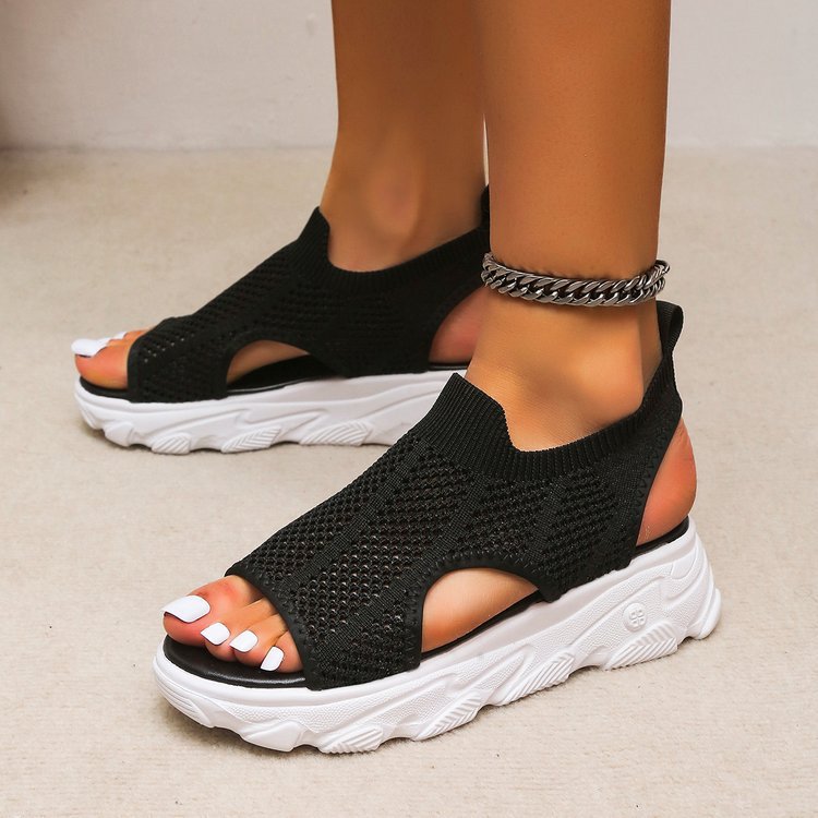 Damen Atmungsaktive Sport-Sandalen mit flexiblem Strickdesign und rutschfester Sohle EB