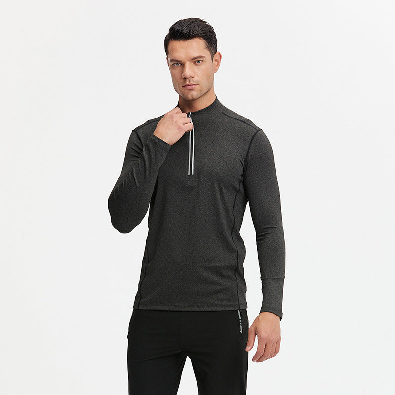 Herren Atmungsaktives Funktions-Langarmshirt mit halbem Reißverschluss und sportlichem Slim-Fit EB