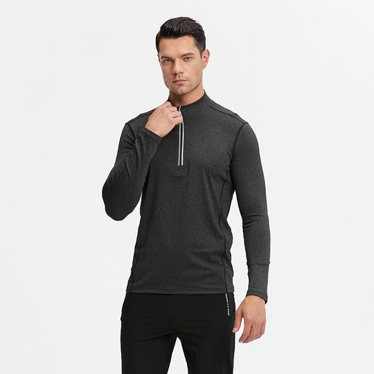 Herren Atmungsaktives Funktions-Langarmshirt mit halbem Reißverschluss und sportlichem Slim-Fit EB