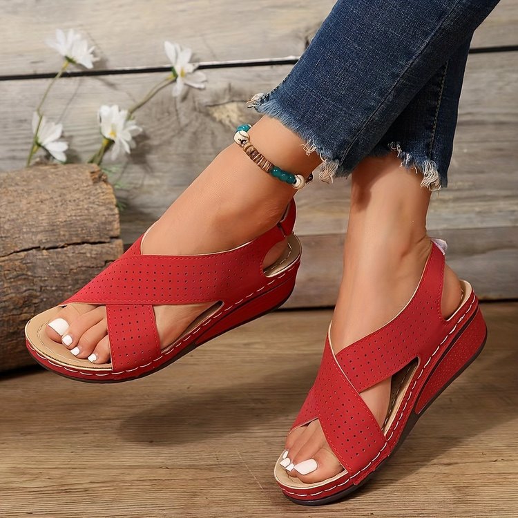 Damen Elegante Komfort Sandalen mit kreuzenden Riemen EB