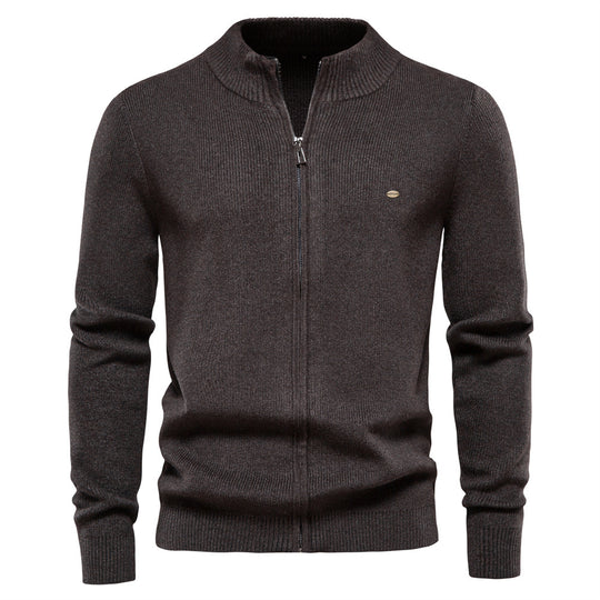 Herren Strickjacke mit modischem Stehkragen und Reißverschluss EB