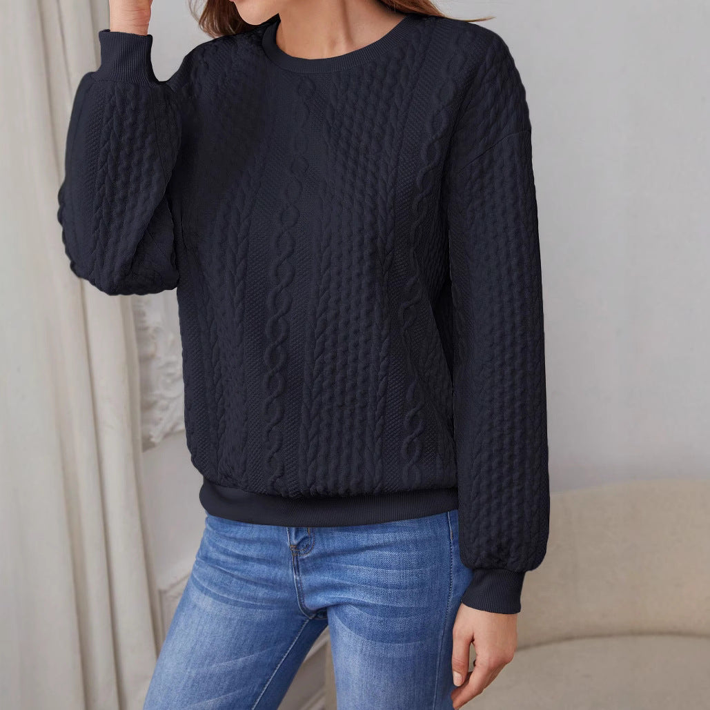 Damen Pullover mit strukturiertem Strickmuster und lässigem Schnitt EB