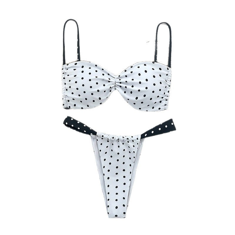 Damen Bandeau-Bikini mit auffälligem Punktenmuster EB