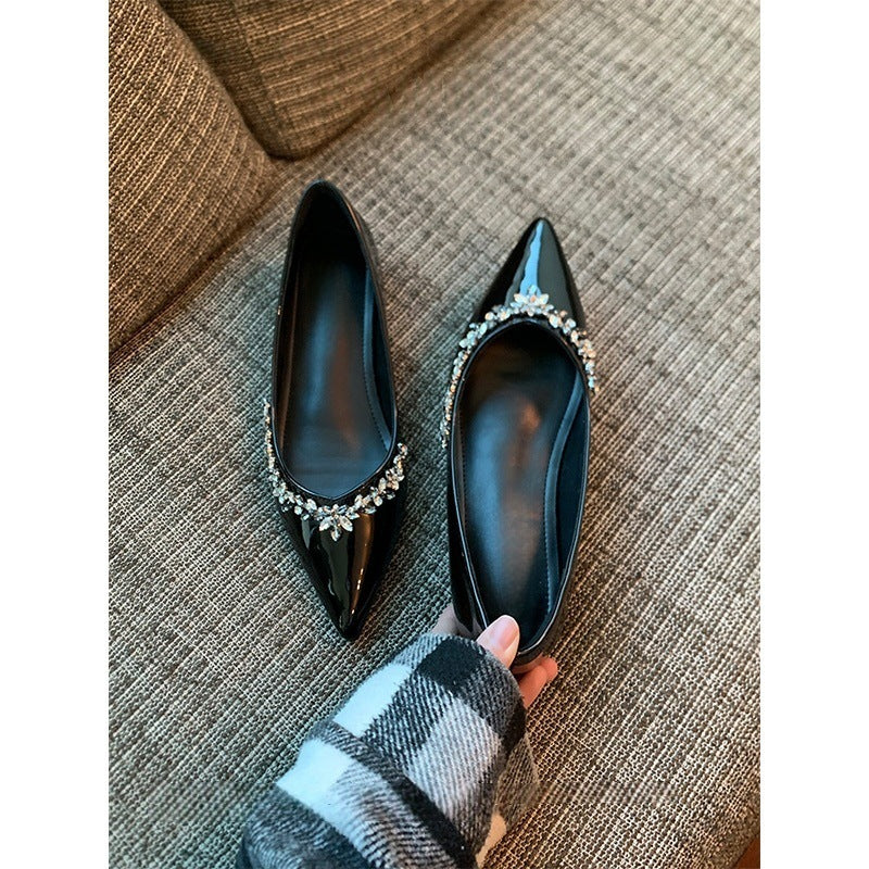 Damen elegante spitze Ballerinas mit funkelndem Strassbesatz EB