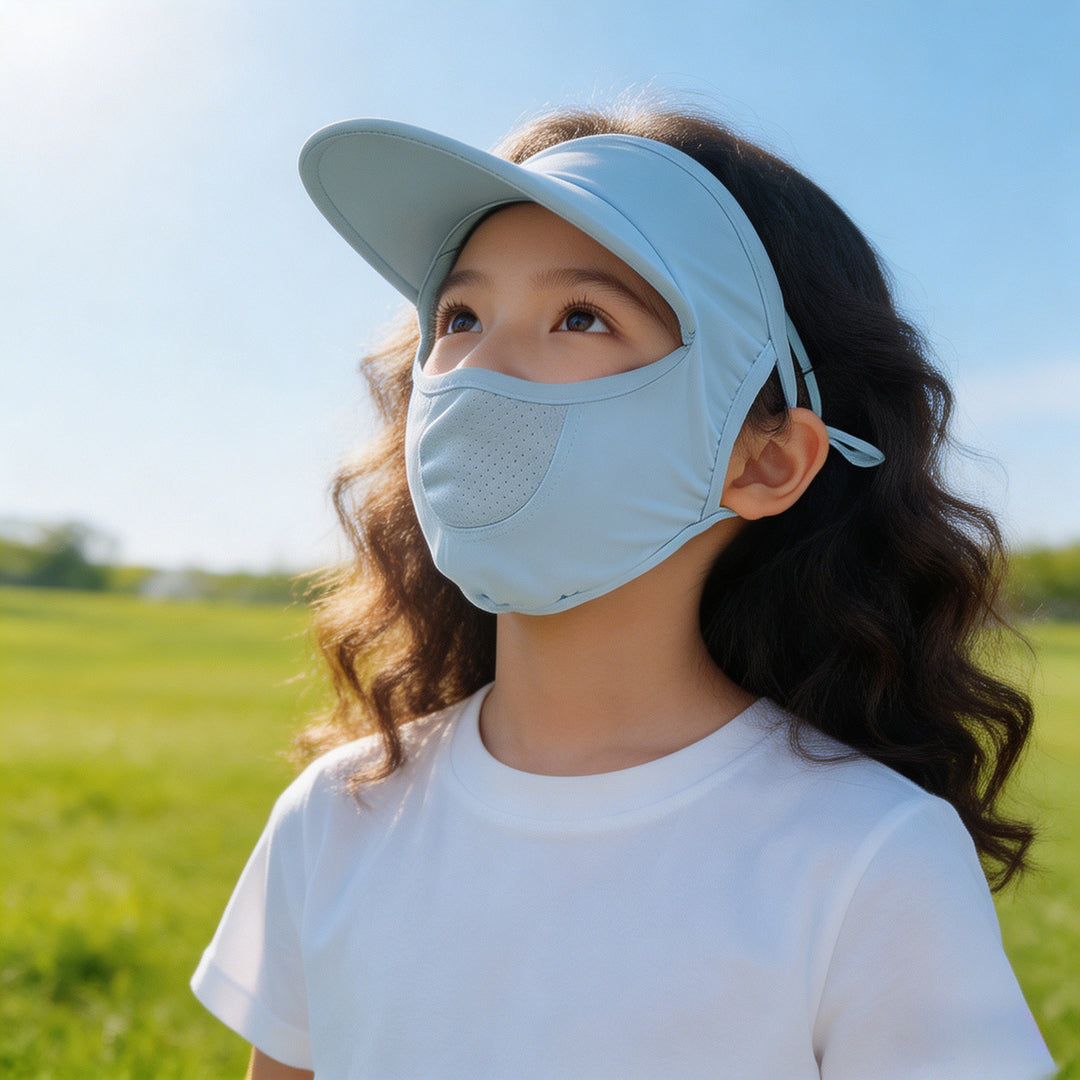 Damen nan Sonnenschutz-Visier mit integrierter atmungsaktiver Gesichtsmaske und verstellbarem Nackenzug EB
