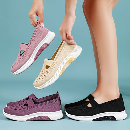 Damen nan elastischer Strick-Slipper mit perforiertem Atmungsnetz und dämpfender Leichtsohle EB